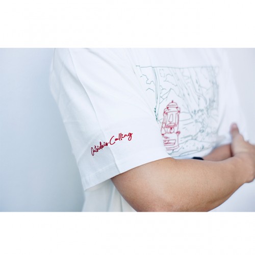 Coleman Landscape Line Art Unisex T-Shirt (White) (L Size)