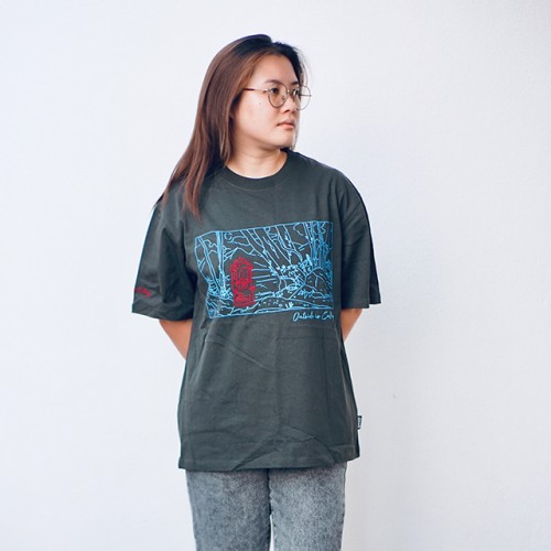 Coleman Landscape Line Art Unisex T-Shirt (Charcoal) (L Size)