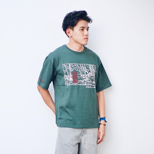Coleman Landscape Line Art Unisex T-Shirt (Green) (L Size)
