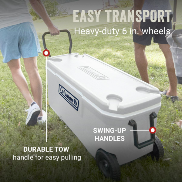 Coleman Classic Series 100QT Marine Wheeled Cooler (White) 
