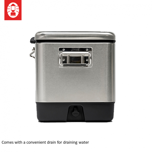 COLEMAN 54QT STAINLESS STEEL BELTED COOLER (SILVER) (EX)