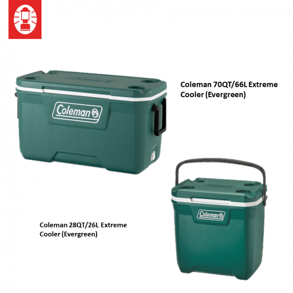 Coleman 70QT/66L Extreme Cooler (Evergreen) + Coleman 28QT/26L Extreme Cooler (Evergreen)