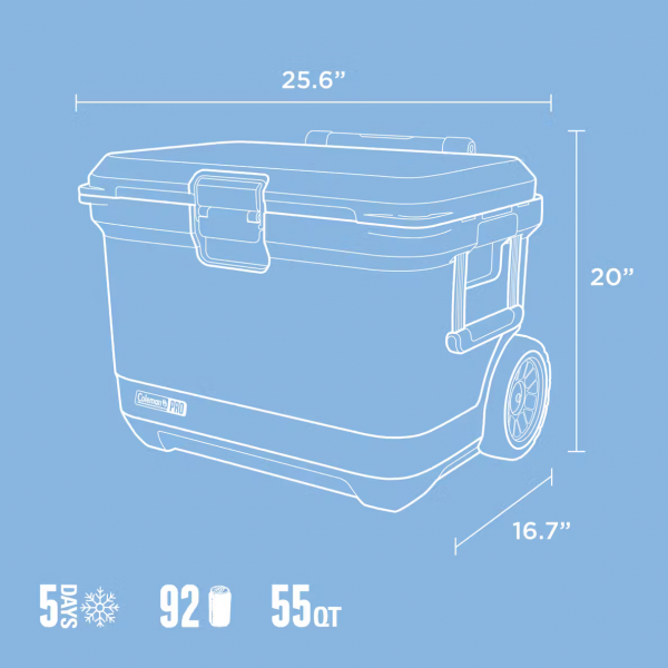 55QT COLEMAN PRO WHEELED HARD COOLER